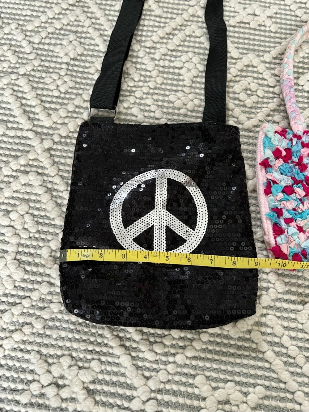 Kids cute bag Bundle | Sequin Peace Sign Crossbody + Handmade Tote